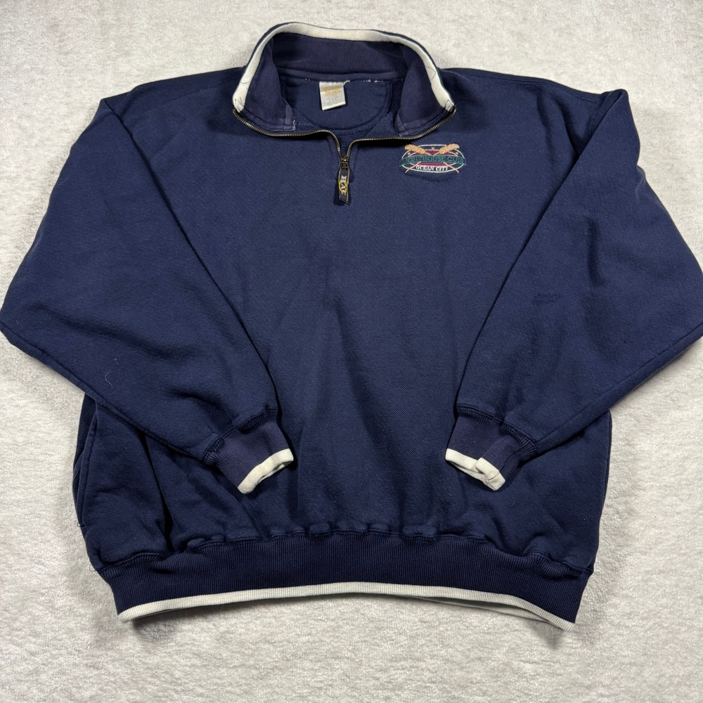 Premier Lighthouse Club‎ Ocean City Mens XXL Navy Blue Quarter Zip Sweatshirt